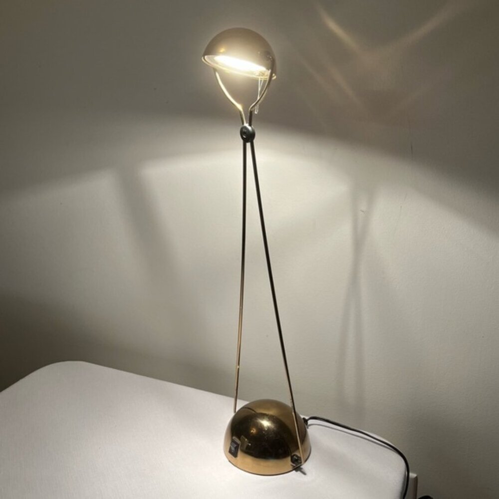 Vintage Brass Halogen Desk Lamp Light in the style of Cevoli - Modern - Retro
